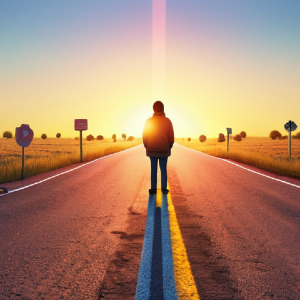 **A person standing at a crossroads, symbolizing life's unexpected turns. Bright, hopeful colors with a path leading into a sunrise.** (Represents: Unexpected turns in life and finding opportunity.)