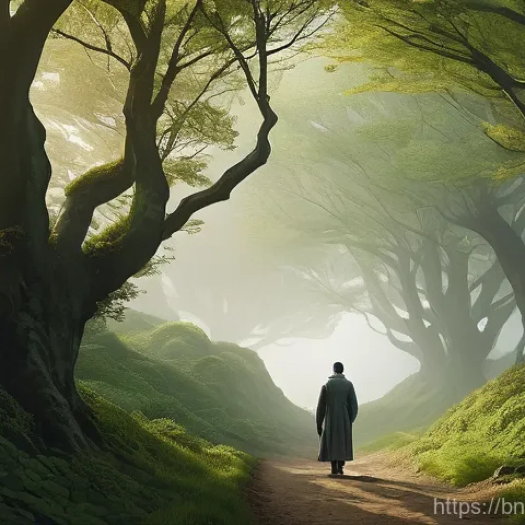 불확실성 수용 사고법의 개인적 적용 - **Embracing Life's Uncertain Journey**
A solo figure, a young adult (wearing modest, comfortable...