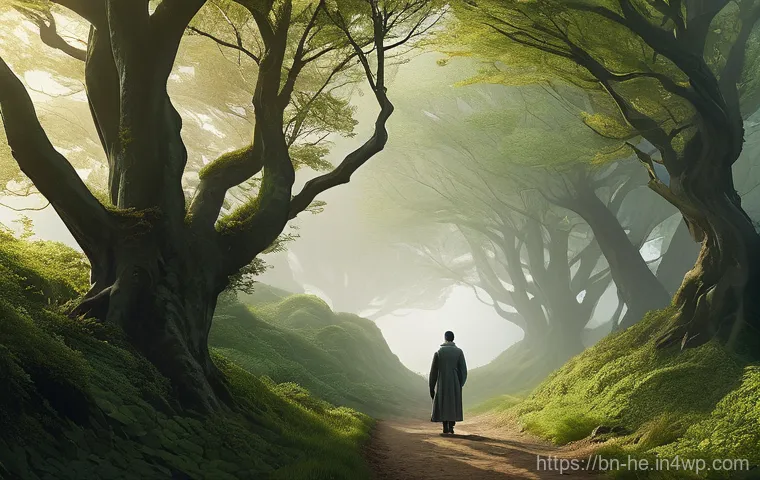 불확실성 수용 사고법의 개인적 적용 - **Embracing Life's Uncertain Journey**
A solo figure, a young adult (wearing modest, comfortable...