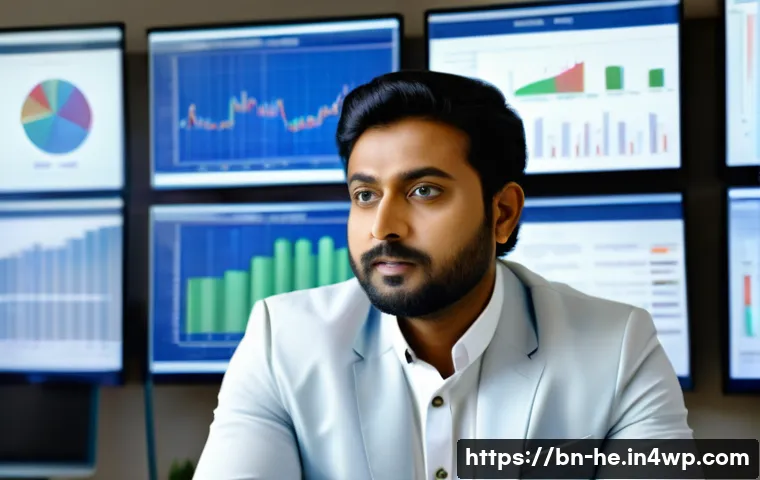 불확실성 수용 사고법과 글로벌 비즈니스 - A professional Bengali businessman in a modern office environment, analyzing market trends on multip...