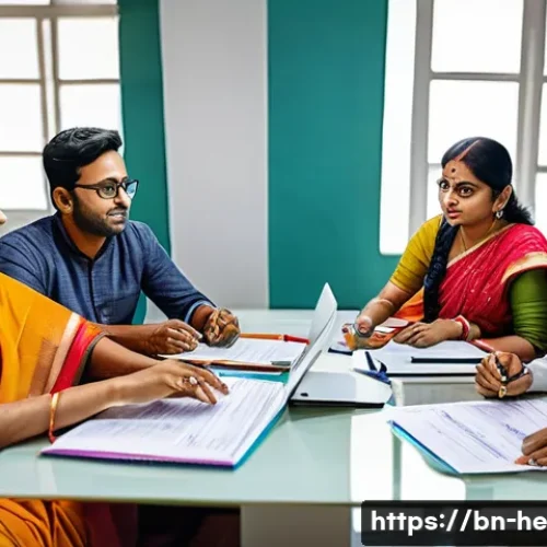 Home 31 불확실성 수용 사고법과 경영 전략 - A professional Bengali business team in a modern office, engaged in a rapid strategy meeting. The di...