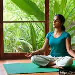 Home 18 불확실성 수용 사고법 적용 방법 - A serene Bengali woman in her early 30s practicing deep breathing exercises in a peaceful morning se...